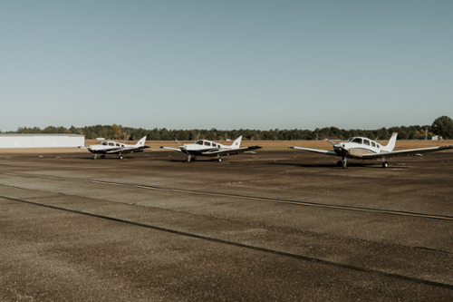 Planes sit on the tarmac at MGA's new satellite building at the Cochran Airport.